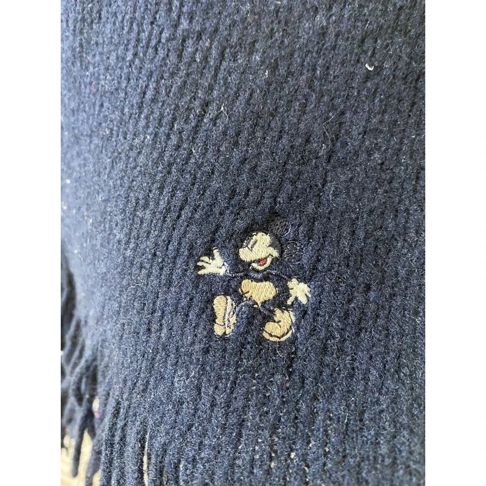 Vintage Donaldson Walt Disney Company‎ Mickey Mouse Lambswool Scarf Navy Blue